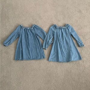 Matching Old Navy Blue Denim Long Sleeve Girls Dresses 4T and 5T